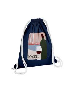 Sac de Gym en Coton Bleu Bordeaux Vin France Ville Alcool Tourisme 12 Litres