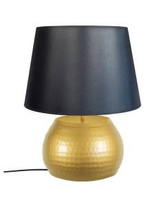 CALCUTA-Lampe de salon globe métal  doré Abat-jour: tambour tissu noir 1 ampoule E27 vintage P40xD40xH47cm