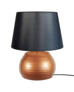 CALCUTA-Lampe de salon globe métal  cuivre Abat-jour: tambour tissu noir 1 ampoule E27 vintage P40xD40xH47cm