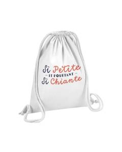 Sac de Gym en Coton Blanc Si Petite, et pourtant si Chiante Humour Blague 12 Litres