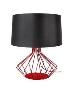 XÉOMETRICA-Lampe de salon filaire métal  rouge Abat-jour: cylindre tissu noir 1 ampoule E27 industriel P40xD40xH50cm