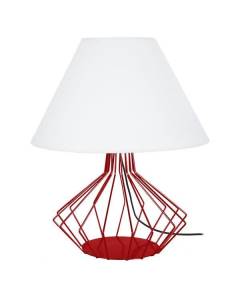 XÉOMETRICA-Lampe de salon filaire métal  rouge Abat-jour: empire tissu blanc 1 ampoule E27 industriel P45xD45xH54cm