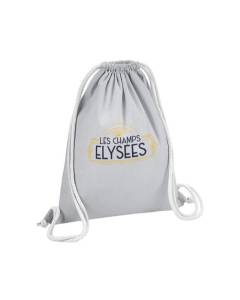 Sac de Gym en Coton Gris Les Champs Elysées Paris France Luxe Style Architecture 12 Litres