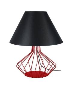 XÉOMETRICA-Lampe de salon filaire métal  rouge Abat-jour: empire tissu noir 1 ampoule E27 industriel P45xD45xH54cm