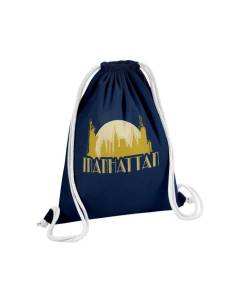 Sac de Gym en Coton Bleu Manhattan New York Etats-Unis Luxe Vintage Style 12 Litres