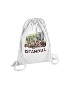 Sac de Gym en Coton Blanc Istanbul Vintage Voyage Culture Turquie 12 Litres
