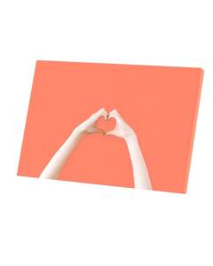 Tableau Décoratif  Mains Formant un Coeur sur Fond Rouge  (90 cm x 60 cm)