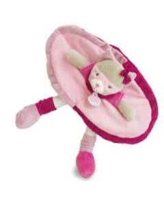 Babynat Doudou pantin Chat Collection Les Masques Peluche 26 cm rose, blanc -semi -plat rond Pantin genre bébé fille