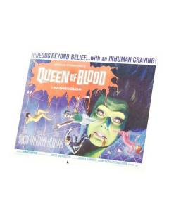 Tableau Décoratif  Vieille Affiche Anglaise de Film Queen of Blood Rétro Poster Cinéma Vintage  (38 cm x 30 cm)