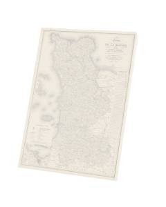 Tableau Décoratif  50 Manche Normandie Département Carte Ancienne France Région (60 cm x 83 cm)