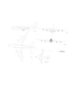 Tableau Décoratif  Airbus A380 Plan Dessin Industriel Avion Jumbo Jet (88 cm x 60 cm)