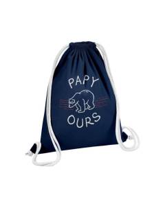 Sac de Gym en Coton Bleu Papy Ours Famille Mignon Animal Polaire 12 Litres
