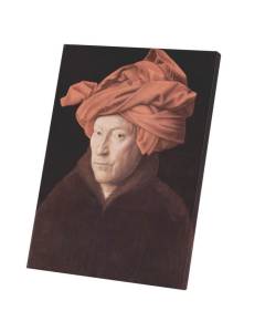 Tableau Décoratif  Peinture de Van Eyck Homme au Turban Rouge Artiste Art  (40 cm x 54 cm)
