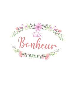 Tableau Décoratif  Tatie Bonheur Frise Florale Calligraphie Tante (59 cm x 40 cm)