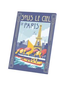 Tableau Décoratif  Sous le ciel de Paris France Luxe Vintage (60 cm x 85 cm)