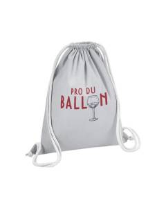 Sac de Gym en Coton Gris Pro du Ballon Humour Vin Foot 12 Litres