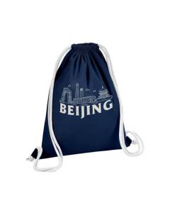 Sac de Gym en Coton Bleu Beijing Minimalist Pékin Chine Voyage Ville 12 Litres