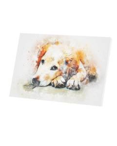 Tableau Décoratif  Labrador Blanc Peinture Gros Chien Chill Mignon Relax Art (60 cm x 40 cm)