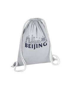 Sac de Gym en Coton Gris Beijing Minimalist Pékin Chine Voyage Ville 12 Litres