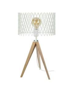 ASTER-Lampe de chevet trépied bois  naturel Abat-jour: cylindre métal vert pastel 1 ampoule E27 industriel P30xD30xH54cm