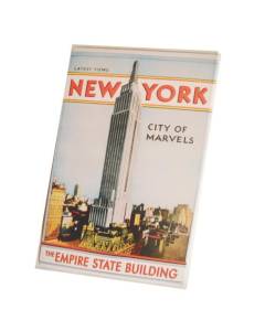 Tableau Décoratif  Vieille Affiche Anglaise de l'Empire State Building City of Marvels Rétro Poster Vintage  (40 cm x 58 cm)