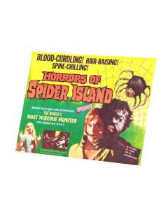 Tableau Décoratif  Vieille Affiche Anglaise de Film Horrors of Spider Island Rétro Poster Cinéma Vintage  (38 cm x 30 cm)