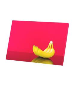 Tableau Décoratif  Trois bananes Solidaires sur Fond Rouge  (90 cm x 60 cm)