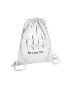 Sac de Gym en Coton Blanc Lavende Provence Fleurs Minimaliste Chic Amour 12 Litres