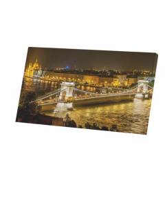 Tableau Décoratif  Danube Pont de Budapest Hongrie la Nuit Paysage Urbain (53 cm x 30 cm)