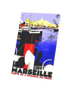 Tableau Décoratif  Marseille Porte Afrique Du Nord Vintage France Vieux Port Bateau Boat (60 cm x 90 cm)