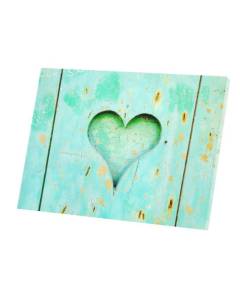 Tableau Décoratif  Coeur Gravé dans une Porte en Bois Vert (83 cm x 60 cm)