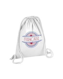 Sac de Gym en Coton Blanc Française Art Déco Chic Luxe Vintage France 12 Litres