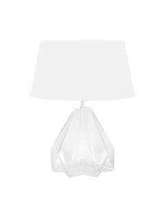 HELSINKI-Lampe de salon géométrique verre  transparent  Abat-jour: tambour tissu blanc 1 ampoule E27 urbain P40xD40xH54cm