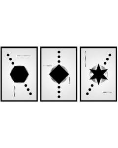 Equilibre graphique Trio, Set de 3 affiches murales - 90x45cm