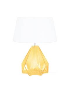 HELSINKI-Lampe de salon géométrique verre  blanc,jaune Abat-jour: tambour tissu blanc 1 ampoule E27 urbain P40xD40xH54cm