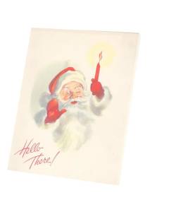 Tableau Décoratif  Pere Noel Bougie Hello There Vintage Retro Santa Claus (40 cm x 50 cm)