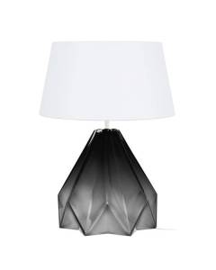 HELSINKI-Lampe de salon géométrique verre  fumé Abat-jour: tambour tissu blanc 1 ampoule E27 urbain P40xD40xH54cm