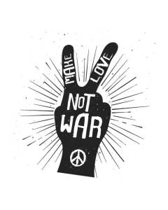 Tableau Décoratif  Make Love Not War Peace Signe Hippie Psychedelique 70's (40 cm x 40 cm)