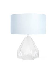 HELSINKI-Lampe de salon géométrique verre  transparent  Abat-jour: cylindre tissu blanc 1 ampoule E27 urbain P40xD40xH53cm