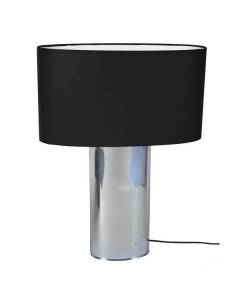 PADUA-Lampe de salon ovale verre  aluminium Abat-jour: cylindre tissu noir 1 ampoule E27 urbain P40xD40xH53cm