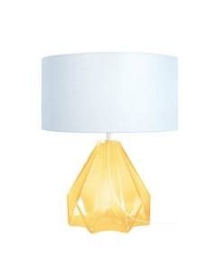 HELSINKI-Lampe de salon géométrique verre  blanc,jaune Abat-jour: cylindre tissu blanc 1 ampoule E27 urbain P40xD40xH53cm