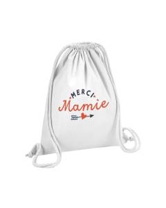 Sac de Gym en Coton Blanc Merci Mamie Amour Coeur Grand-Mère 12 Litres
