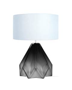 HELSINKI-Lampe de salon géométrique verre  fumé Abat-jour: cylindre tissu blanc 1 ampoule E27 urbain P40xD40xH53cm