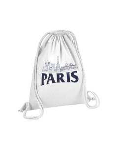 Sac de Gym en Coton Blanc Paris Minimalist France Ville Tour Eiffel Louvre 12 Litres