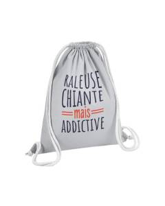 Sac de Gym en Coton Gris Râleuse, Chiante mais Addictive Humour Personnalité 12 Litres