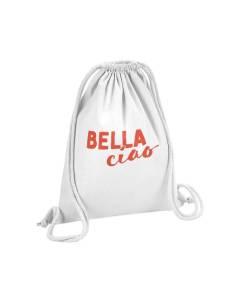 Sac de Gym en Coton Blanc Bella Ciao Femme Italie Série Féminisme 12 Litres