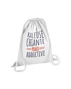 Sac de Gym en Coton Blanc Râleuse, Chiante mais Addictive Humour Personnalité 12 Litres