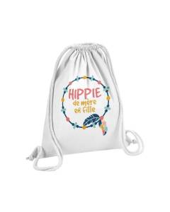 Sac de Gym en Coton Blanc Hippie de Mère en Fille Bohémien Famille Maman 12 Litres