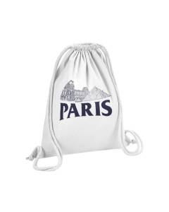 Sac de Gym en Coton Blanc Paris Minimalist Louvre France Ville 12 Litres