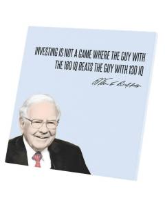 Tableau Décoratif  Investing Citation Inspirante Anglais Warren Buffet Businessman Milliardaire (40 cm x 40 cm)